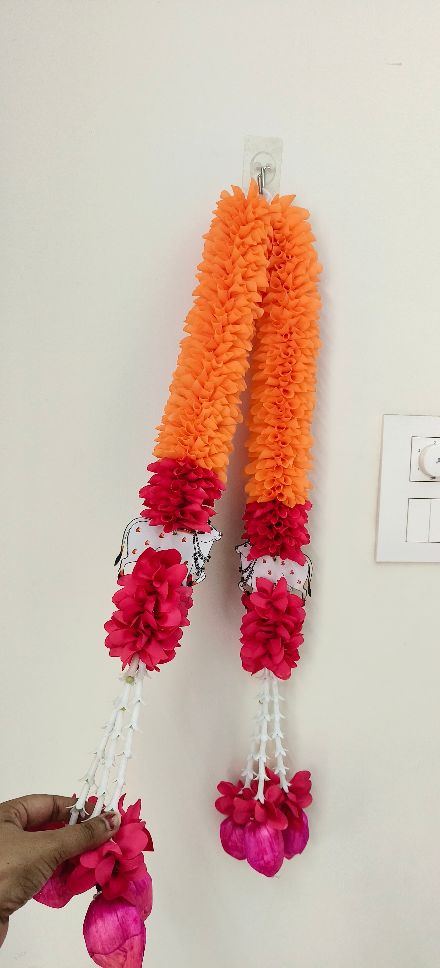 Fabric Garland's with Mdf Cow Solawood Lotus